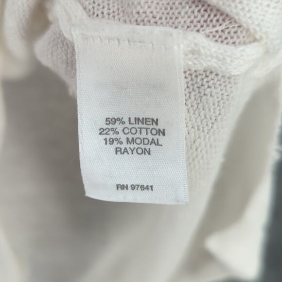 J Jill Large Ivory Linen Blend Cardigan Casual Academia Coastal Workwear - Picture 13 of 13